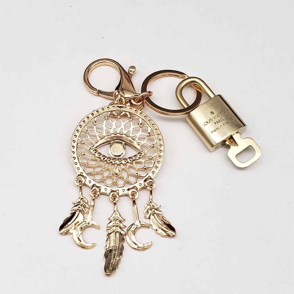 Authentic Louis Vuitton Gold Padlock & Key 🔒 LV Bag Charm w/ Unbranded Keychain - Picture 3 of 7